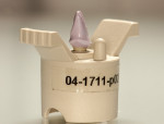 Figures 8, 9, and 10. Wax-up sleeves facilitate the task of waxing up the abutment geometry; in addition, they also serve as connection element to the scan mount in the Straumann ES-1 scanner.